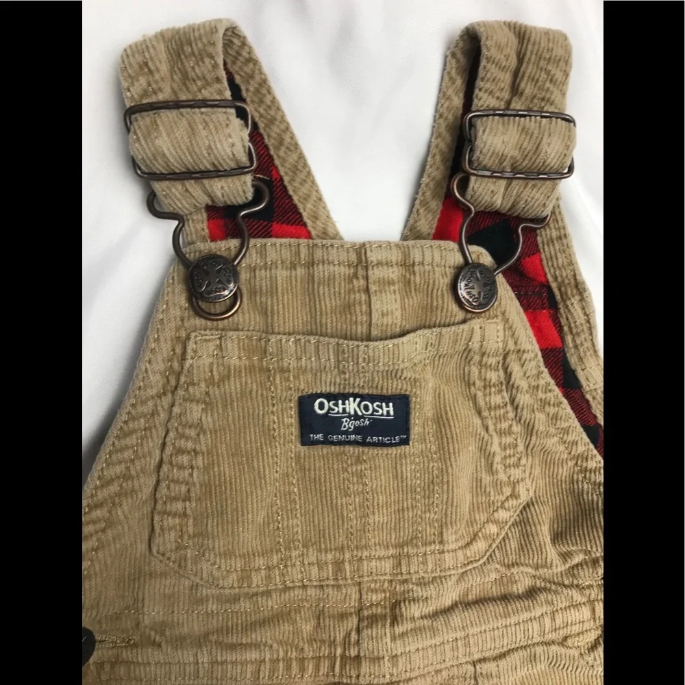 OSHKOSH BGOSH corduroy plaid lined overalls 6 M